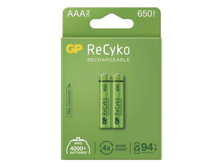 Batérie AAA (R03) nabíjacie 1,2V/650mAh GP Recyko  2ks