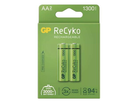 Batérie AA (R6) nabíjacie 1,2V/1300mAh GP Recyko  2ks