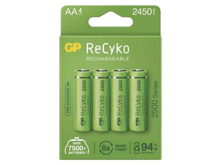 Batérie AA (R6) nabíjacie 1,2V/2450mAh GP Recyko  4ks