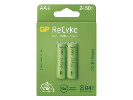 Batérie AA (R6) nabíjacie 1,2V/2450mAh GP Recyko  2ks