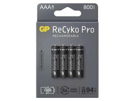 Batérie AAA (R03) nabíjacie 1,2V/800mAh GP Recyko Pro  4ks