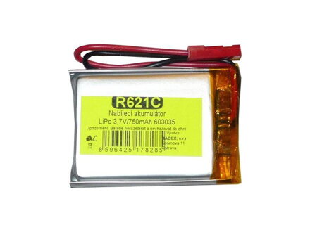 Batéria nabíjacia LiPo 3,7V/750mAh 603035 Hadex