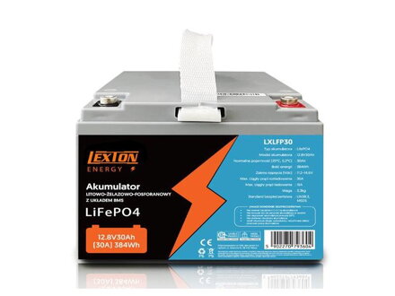 LiFePO4 12,8V 30Ah batéria LEXTON LXLFP30 s BMS