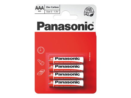 Baterie R03 AAA Red  zinkouhlíková, PANASONIC 4BP