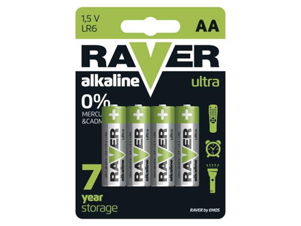 Batérie AA (R6) alkalická RAVER  4ks