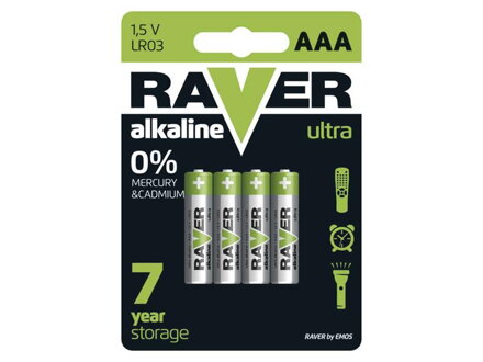 Batérie AAA (R03) alkalická RAVER  4ks