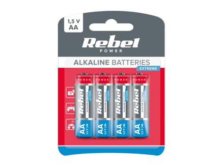 Batéria AA (R6) alkalická REBEL EXTREME Alkaline Power 4BP BAT0097B