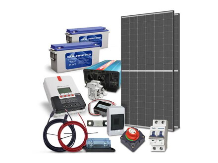 Solárna zostava ostrovná TRINA 880Wp, batéria oloveno uhlíková 24V 150Ah, menič 24V/230VAC 2000W