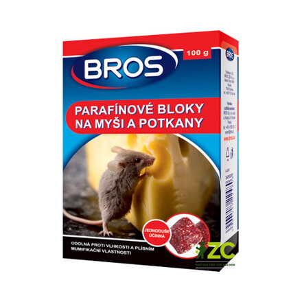 Parafínové bloky na myši, potkany a potkany BROS 100g