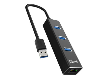 USB rozbočovač Geti GUH3AE 3x USB-A 3.0 + 1x Ethernet