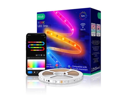 Smart LED pásik 12V 40LED/m IP44 18W RGB Nous F4 5m WiFi Tuya