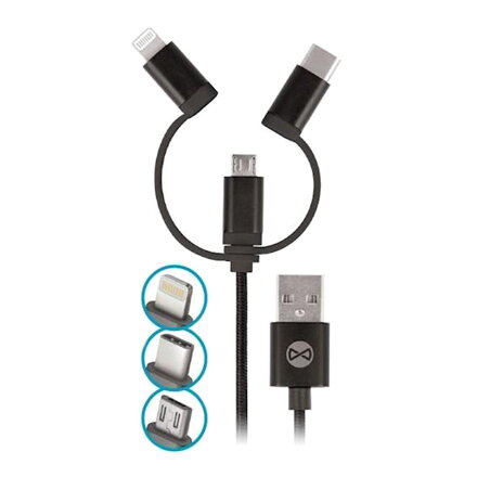 Kábel Forever USB 3v1 1m Black