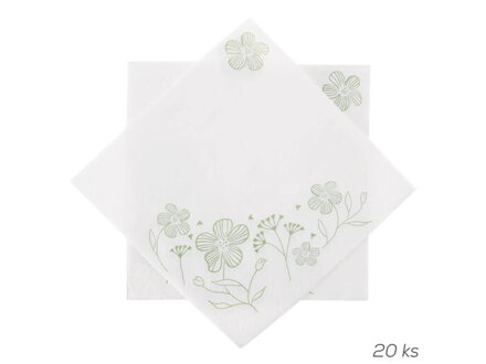 Obrúsok papierový ORION Greenish 20ks 33x33cm White