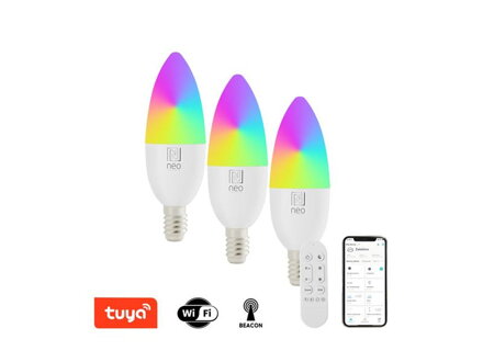 Smart LED žiarovka E14 6W RGB + CCT IMMAX NEO 07716CDO WiFi Tuya sada 3ks