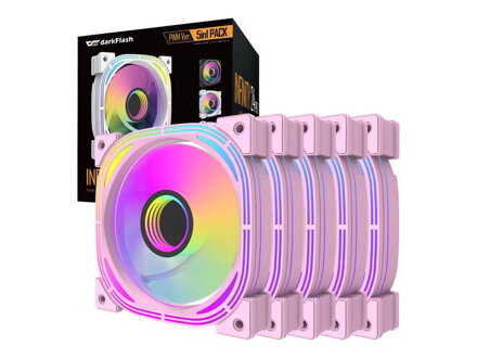 Súprava PC ventilátorov DARKFLASH INF24 ARGB 5v1 Pink