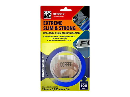 Extra tenká a silná obojstranná páska DEBBEX EXTREME SLIM & STRONG 5m