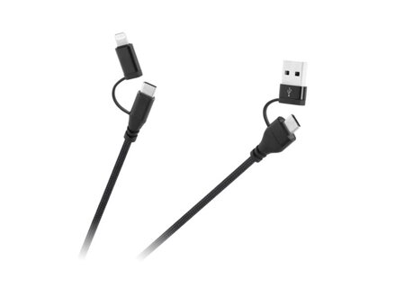 Kábel CABLETECH KPO3943 USB A/C - USB-C/Lightning 1m Black