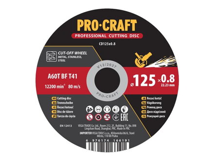 Kotúč rezný PROCRAFT 125x0.8mm