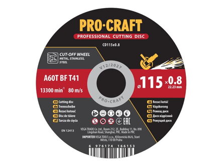 Kotúč rezný PROCRAFT 115x0,8mm