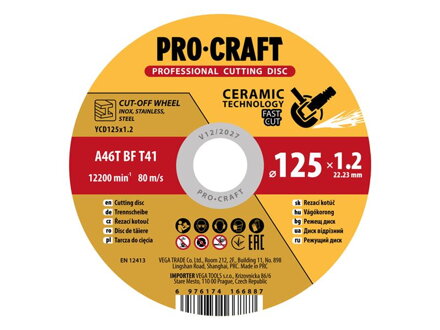 Kotúč rezný keramický PROCRAFT 125x1.2mm