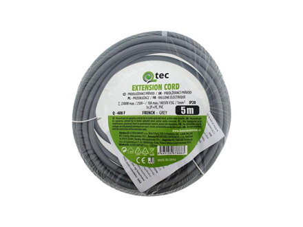 Predlžovací kábel 1 zásuvka 5m QTEC Q-408F