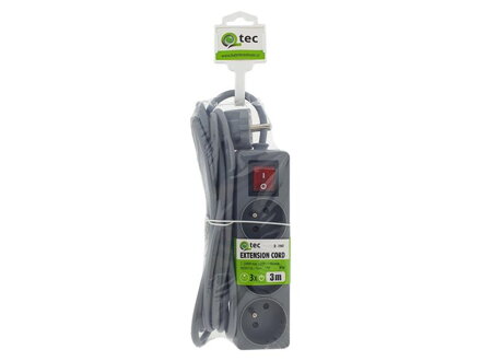 Predlžovací kábel 3 zásuvky 3m QTEC Q-396F s vypínačom