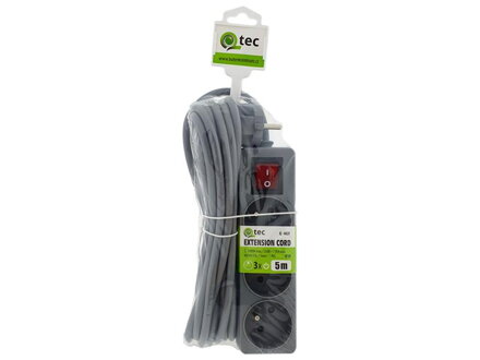 Predlžovací kábel 3 zásuvky 5m QTEC Q-402F s vypínačom