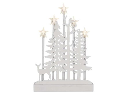 Dekorácia vianočná EMOS DCAW13 drevená – les s hviezdami, 35,5 cm