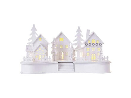 Dekorácia vianočná EMOS DCWW21 drevená – dedinka, 16 cm