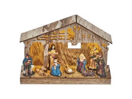 Dekorácia vianočná EMOS DCWW14 drevená – betlehem, 19 cm