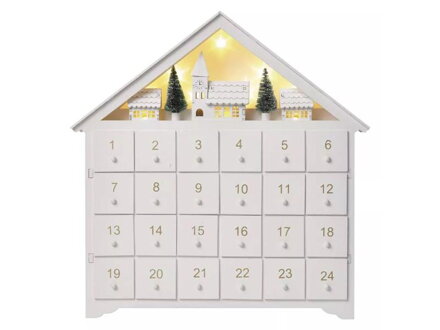 Dekorácia vianočná EMOS DCWW02 drevená - LED adventný kalendár, 40x50 cm