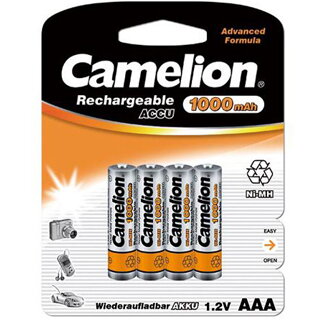 CAMELION Batérie nabíjateľné AAA 4ks NI-MH 1000mAh CAMELION Batérie nabíjateľné AAA 4ks NI-MH 1000mAh