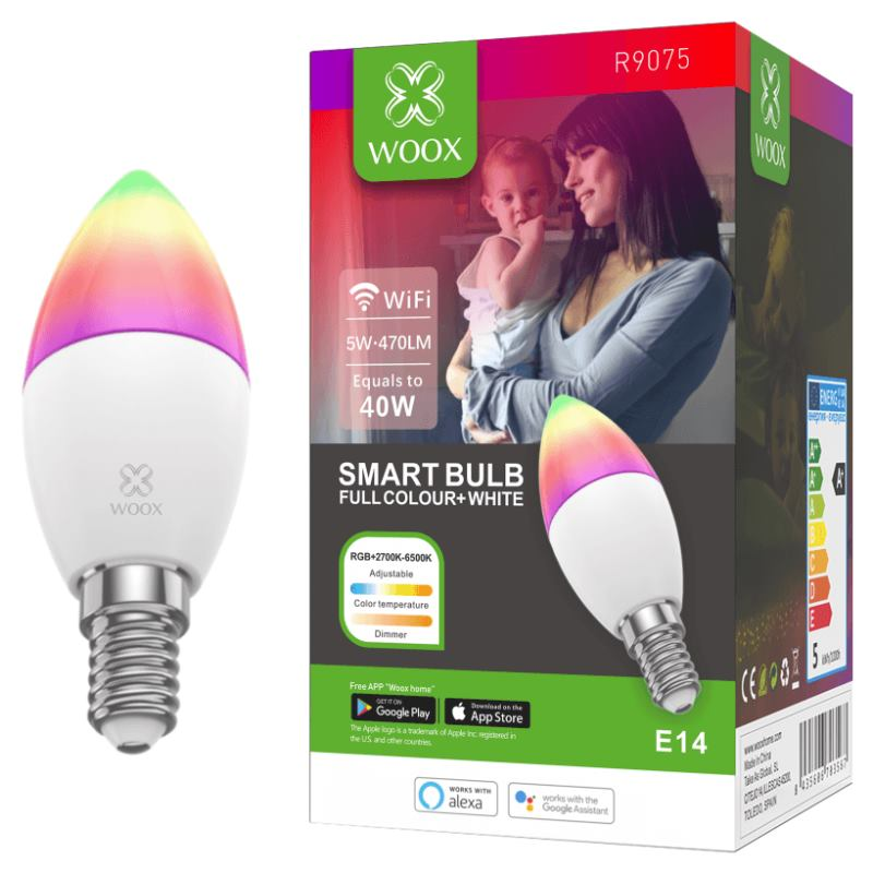WOOX R9075, WiFi Smart Bulb E14 RGB+CCT WiFi WOOX R9075, WiFi Smart Bulb E14 RGB+CCT WiFi
