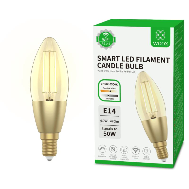 WOOX R5141, WiFi Smart Bulb E14, C37, 470 lm WOOX R5141, WiFi Smart Bulb E14, C37, 470 lm