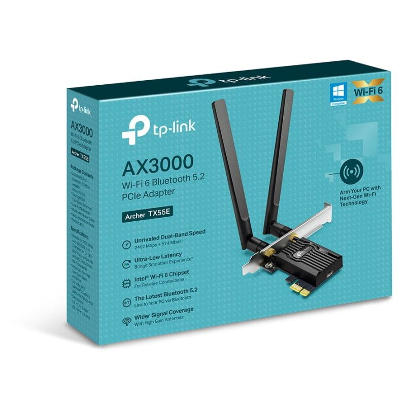 TP-Link Archer TX55E PCIe Wi-Fi 6 Bluetooth 5.2 TP-Link Archer TX55E PCIe Wi-Fi 6 Bluetooth 5.2