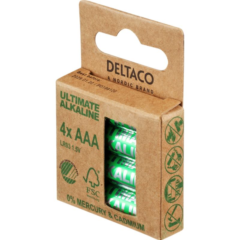 DELTACO ULTIMATE, Batérie alkalické AAA LR03 4ks DELTACO ULTIMATE, Batérie alkalické AAA LR03 4ks