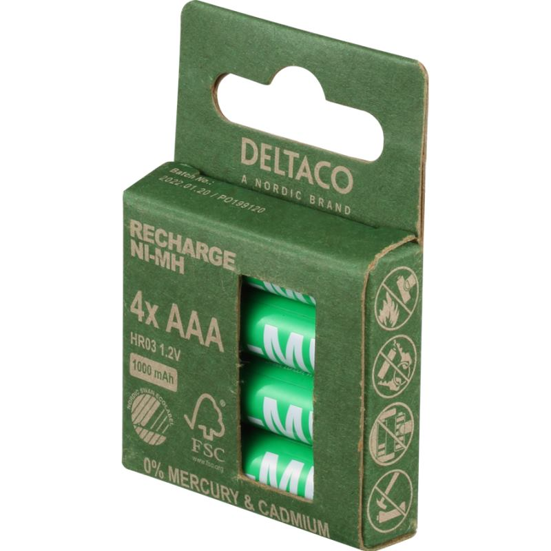 DELTACO RECHARGE, Batérie NiMH AAA, HR03 4ks DELTACO RECHARGE, Batérie NiMH AAA, HR03 4ks