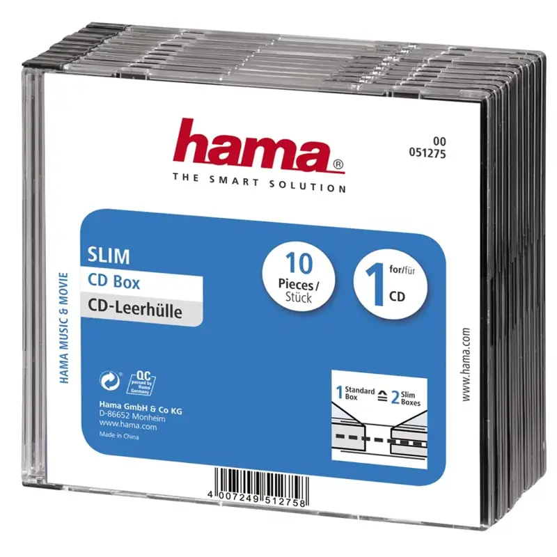 HAMA SLIM Box na 1x CD/DVD/BR 5mm plast, 10ks