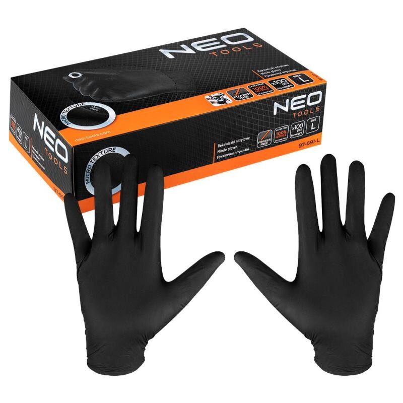 NEO 97-691-L Nitrilové rukavice, čierne, L 100ks NEO 97-691-L Nitrilové rukavice, čierne, L 100ks