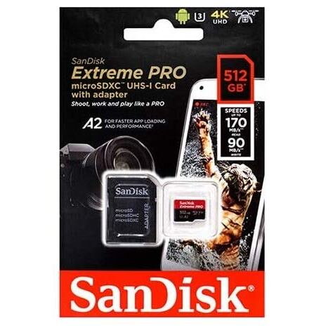 SanDisk Extreme PRO SDXC 512GB 200MB/s V30 + ada SanDisk Extreme PRO SDXC 512GB 200MB/s V30 + ada