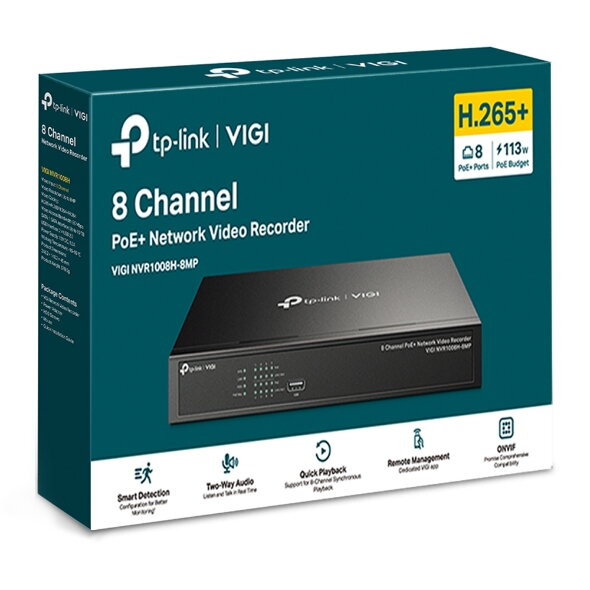 TP-Link VIGI NVR1008H-8MP, 8 kanálový NVR