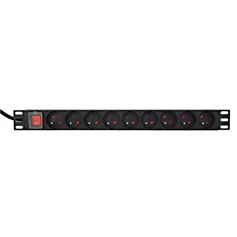 GEMBIRD EG-PDU-9F2F, Rozvodný panel, 9x FR, 1U GEMBIRD EG-PDU-9F2F, Rozvodný panel, 9x FR, 1U