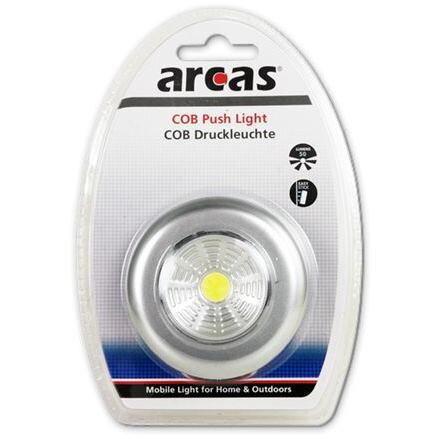 ARCAS LED COB, Svietiace tlačidlo, strieborné ARCAS LED COB, Svietiace tlačidlo, strieborné