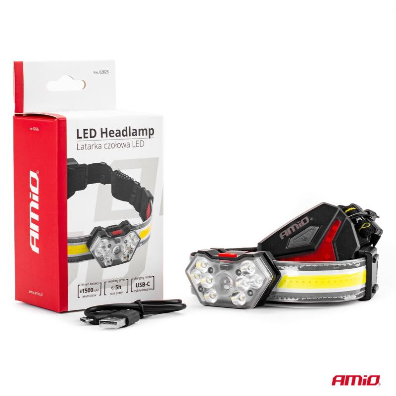 AMIO LH04, LED Nabíjateľná čelovka, IP44 AMIO LH04, LED Nabíjateľná čelovka, IP44