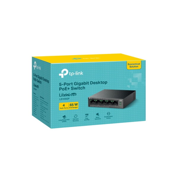 TP-Link LS105GP, Switch 5-Port/1Gbps/Desk/PoE+