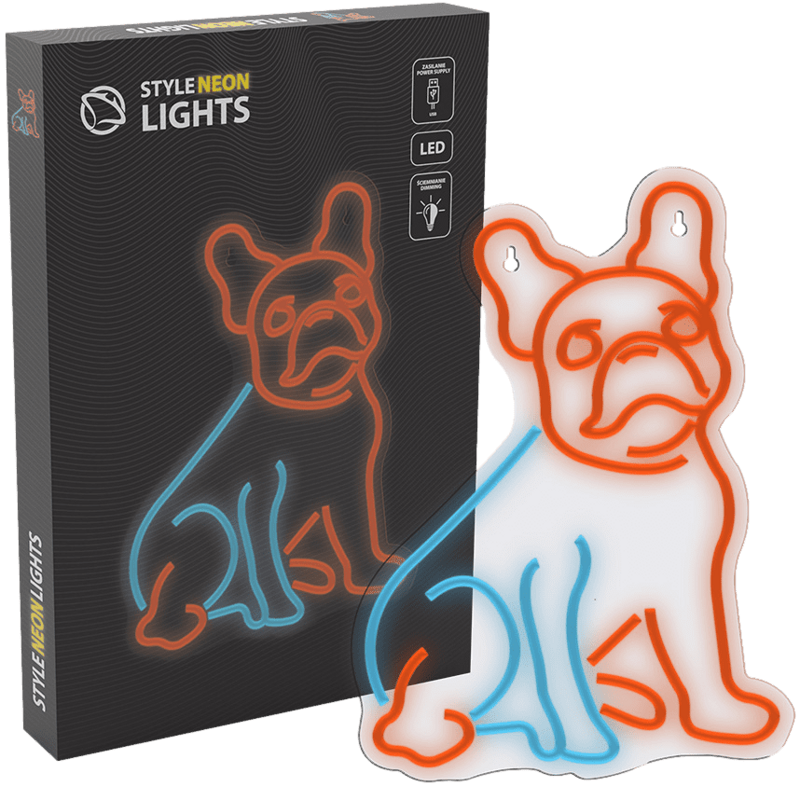 MANTA Pes buldoček, LED Neon plexi dekorácia MANTA Pes buldoček, LED Neon plexi dekorácia