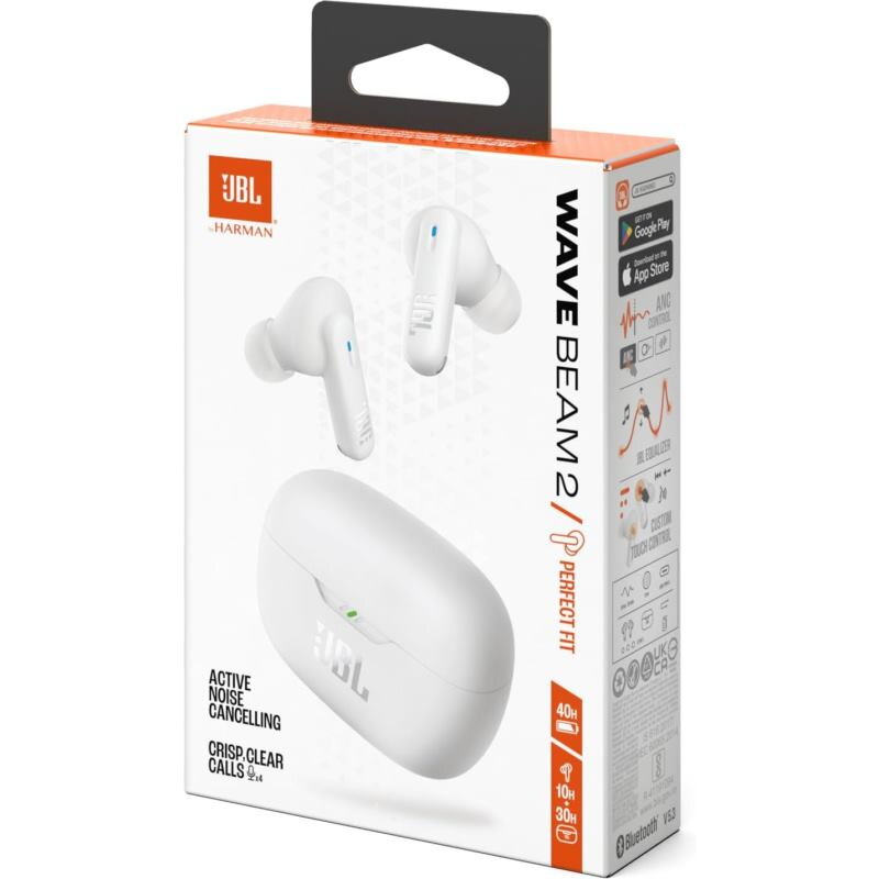 JBL Wave Beam 2, Bluetooth slúchadlá, biele JBL Wave Beam 2, Bluetooth slúchadlá, biele