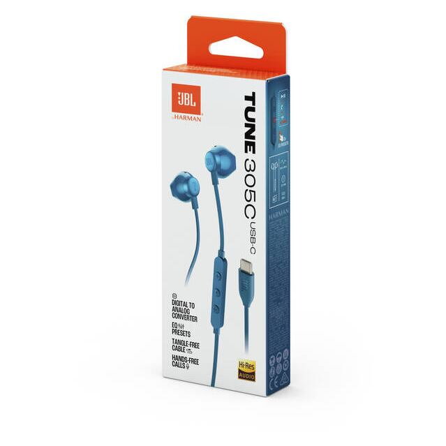 JBL Tune 305 USB-C, Slúchadlá, modré JBL Tune 305 USB-C, Slúchadlá, modré