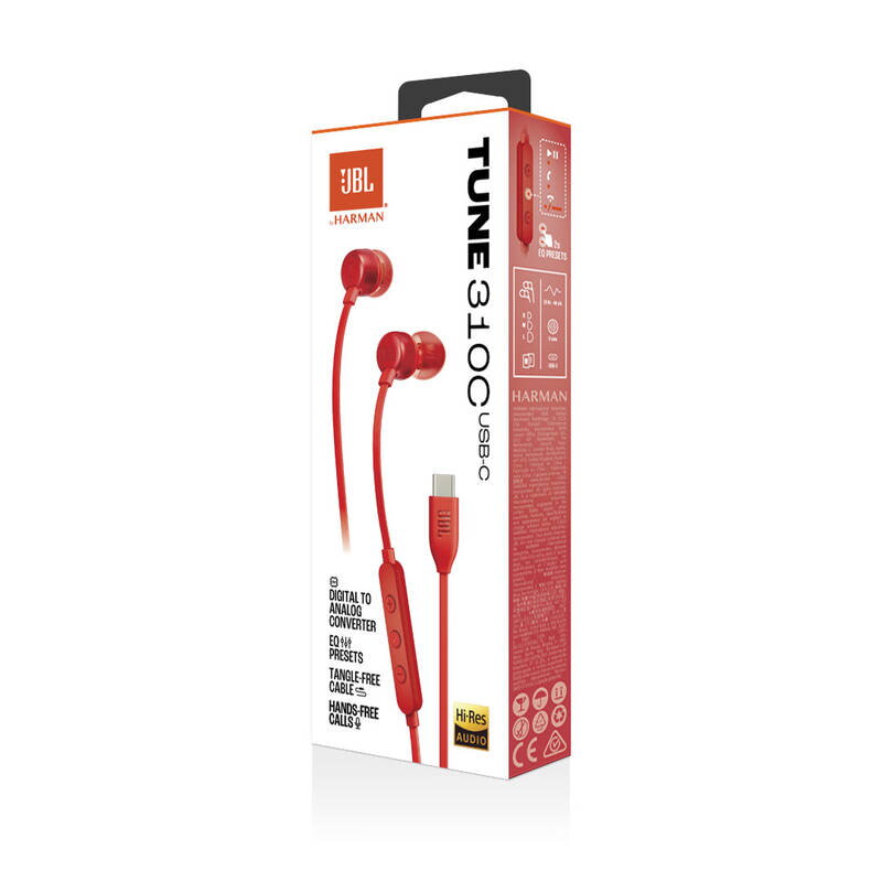JBL Tune 310 USB-C, Slúchadlá, červené JBL Tune 310 USB-C, Slúchadlá, červené