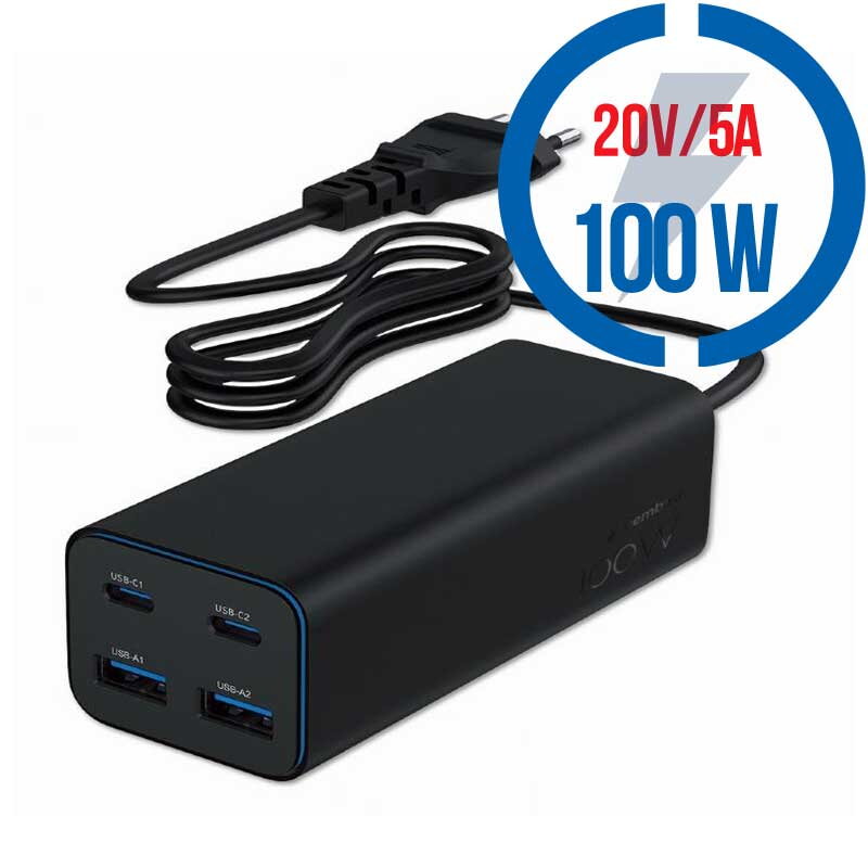 GAMBIRD GaN, 2xType C/2xUSB, Nabíjačka 100W GAMBIRD GaN, 2xType C/2xUSB, Nabíjačka 100W